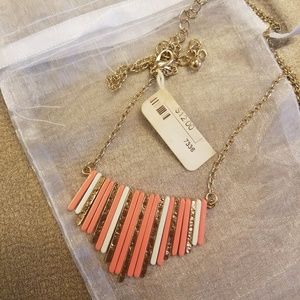 Peach, white, gold chevron necklace